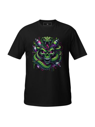 Skull & Snake Graffiti T-Shirt Neon Streetwear | Urban Edgy Graphic Tee
