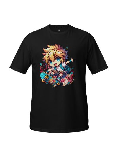 Chibi Anime Skateboarding T-Shirt – Playful Streetwear Graphic Tee