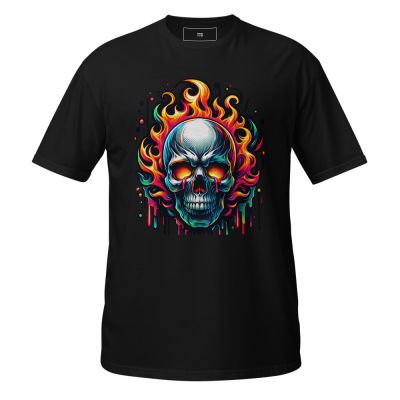 Graffiti Skull with Neon Flames Urban Streetwear T-Shirt