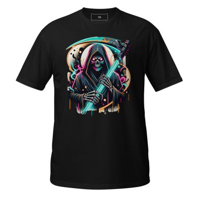 Graffiti Grim Reaper T-Shirt Neon Streetwear | Urban Horror Graphic Tee